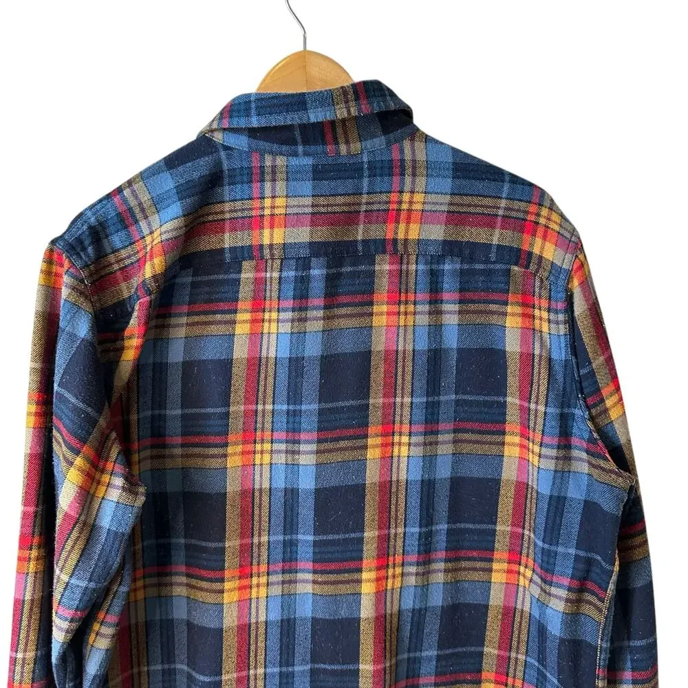 Banana Republic Mens Flannel Standard Plaid Long Sleeve Button Up Blue Multi L